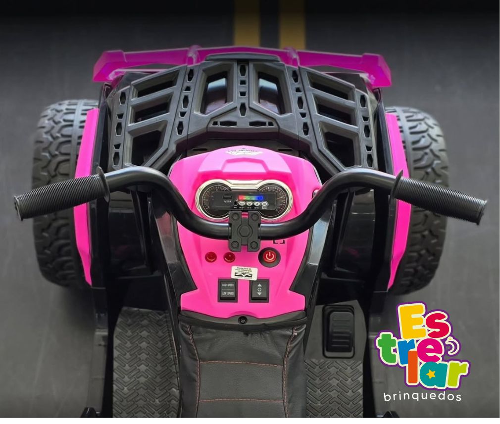 QUADRICICLO ELÉTRICO INFANTIL - 24V ROSA (BANCO DE COURO + PNEU EVA)