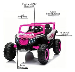 CARRO ELÉTRICO PARA CRIANÇAS - MINI MAVERICK 12 V - ROSA