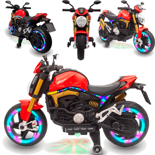 MOTO ELETRICA INFANTIL COM LED - 12V VERMELHO