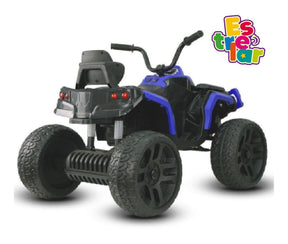 QUADRICICLO ELÉTRICO INFANTIL -  24V AZUL (BANCO DE COURO + PNEU EVA)