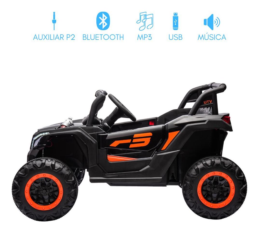 UTV INFANTIL R3  12V - PRETO C/ CONTROLE REMOTO