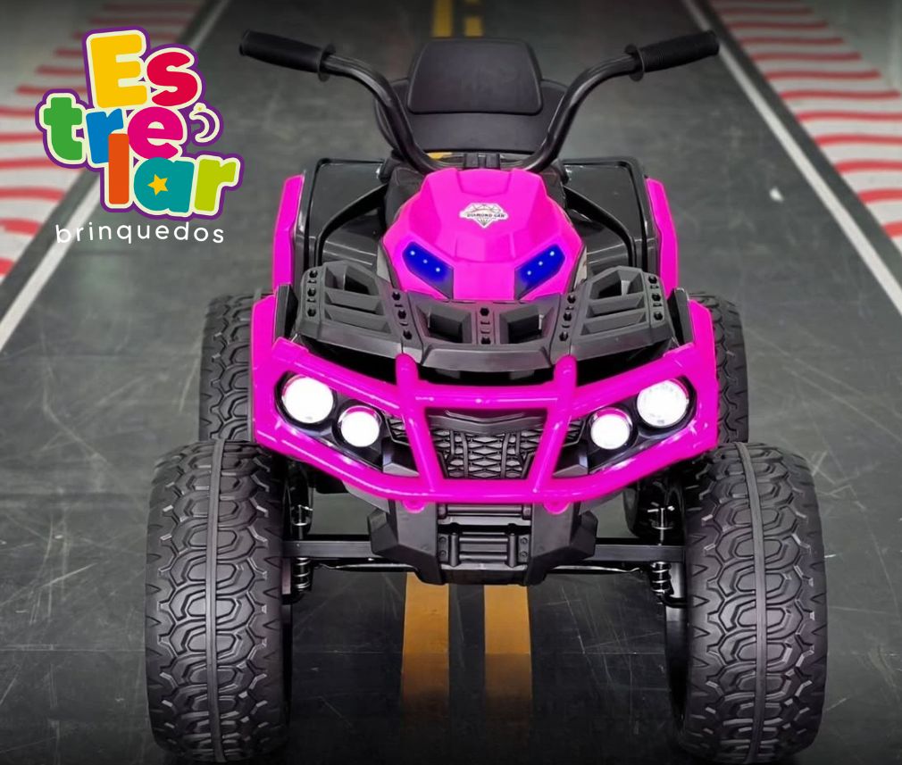 QUADRICICLO ELÉTRICO INFANTIL - 24V ROSA (BANCO DE COURO + PNEU EVA)